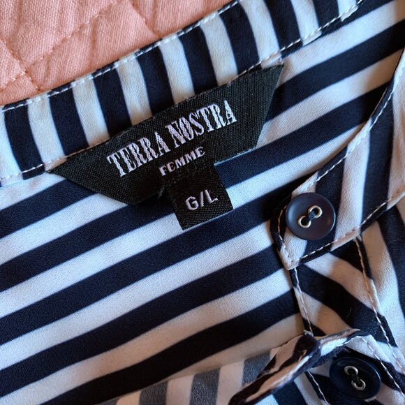 TERRA NOSTRA - Striped Sleeveless Button-Front Top with abstract print – Size L - Picture 11 of 13